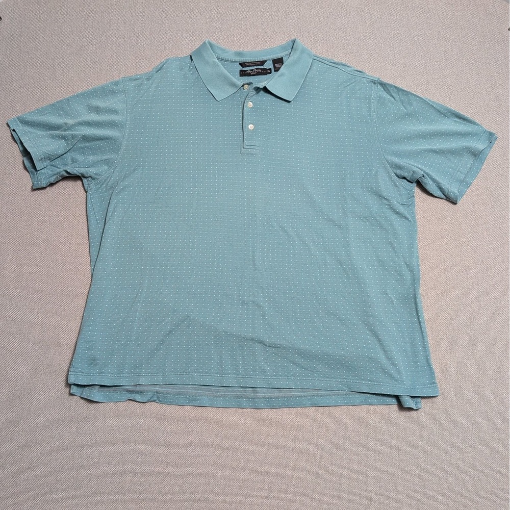 Alan Flusser Golf Polo Shirt Men's XL Blue Dotted Egyptian Cotton Short Sleeve